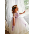 New purple cotton linen fabric princess party dress